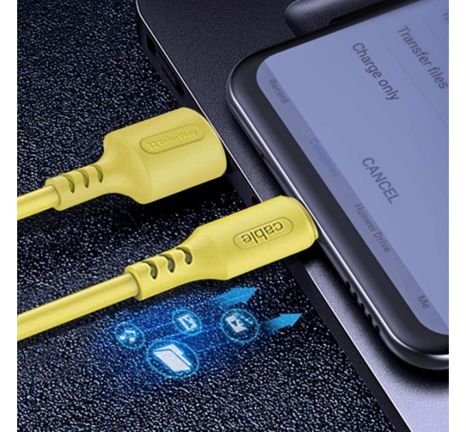 Дата кабель USB 2.0 AM to Lightning 1.0m soft silicone yellow ColorWay (CW-CBUL043-Y)