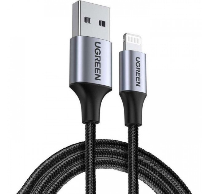 Дата кабеля USB 2.0 AM to Lightning 2.0m US199 2.4A Black Ugreen (60158) Дата кабеля USB 2.0 AM to Lightning 2.0m US199 2.4A Black Ugreen (60158)