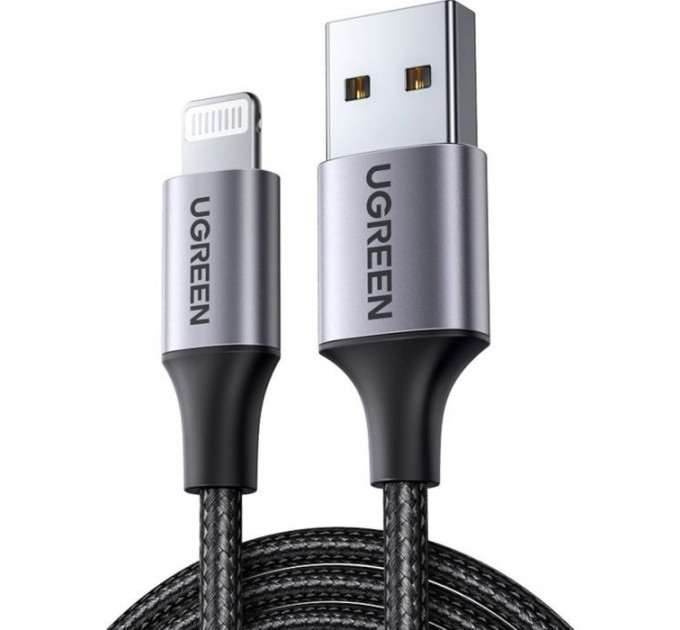 Дата кабеля USB 2.0 AM to Lightning 2.0m US199 2.4A Black Ugreen (60158)