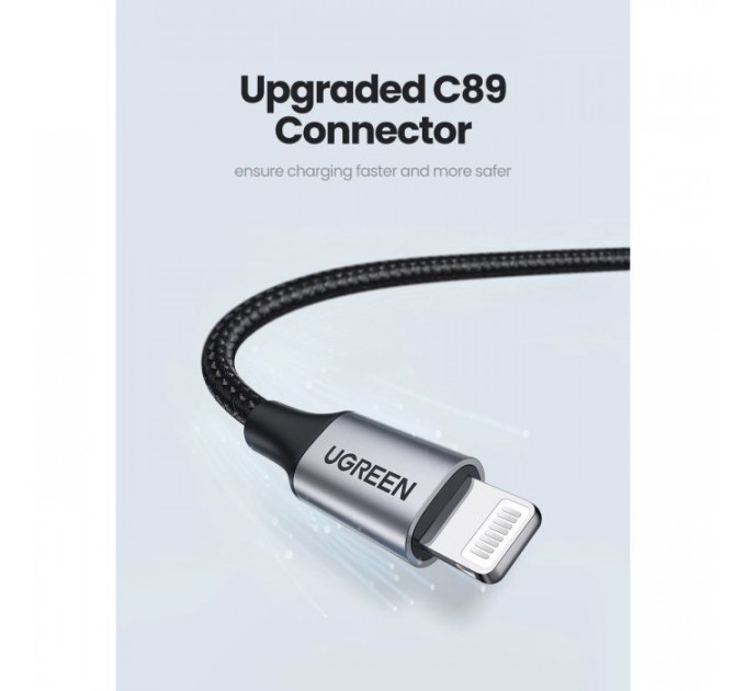 Дата кабеля USB 2.0 AM to Lightning 2.0m US199 2.4A Black Ugreen (60158)
