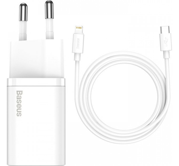 Зарядний пристрій Baseus Super Si 1C 20W With Simple Wisdom Data Cable Type-C\/iP White (TZCCSUP-B02)