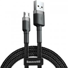 Дата кабель USB 2.0 AM to Micro 5P 0.5m Cafule 2.4A Black-Grey Baseus (CAMKLF-AG1)