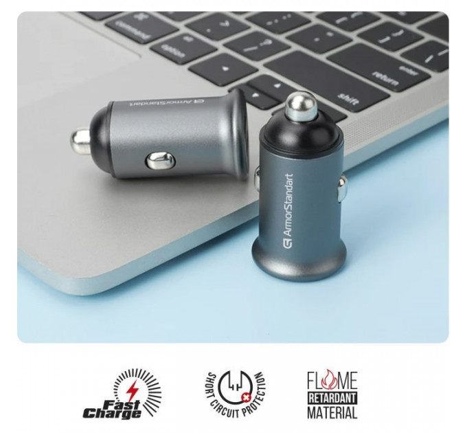 Зарядний пристрій Armorstandart Car 2xUSB QC3.0 Grey (ARM65438)
