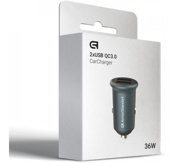 Зарядний пристрій Armorstandart Car 2xUSB QC3.0 Grey (ARM65438)