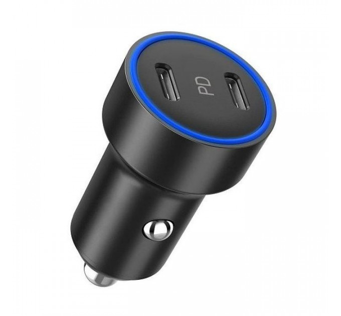 Зарядний пристрій Choetech car 2хUSB-C 40W PD black (С0054-BK)