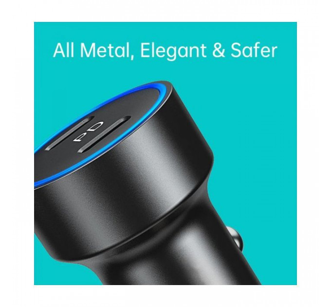 Зарядний пристрій Choetech car 2хUSB-C 40W PD black (С0054-BK)