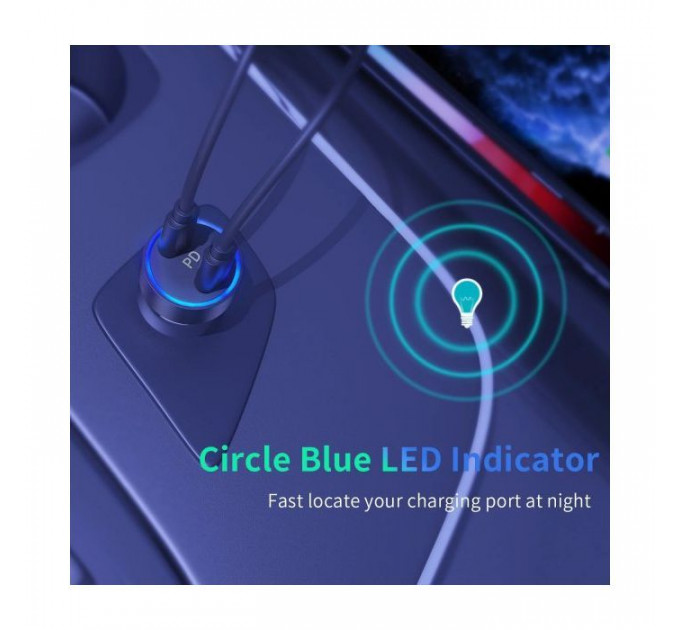 Зарядний пристрій Choetech car 2хUSB-C 40W PD black (С0054-BK)