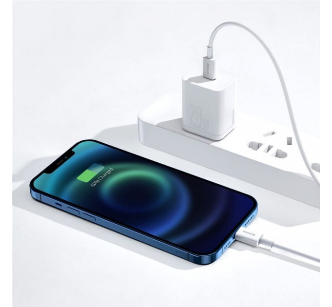 Дата кабель USB-C to Lightning 1.0m 20W Superior Series White Baseus (CATLYS-A02)