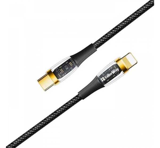 Дата кабель USB-C to Lightning 1.2m 3A 27W black ColorWay (CW-CBPDCL057-BK)