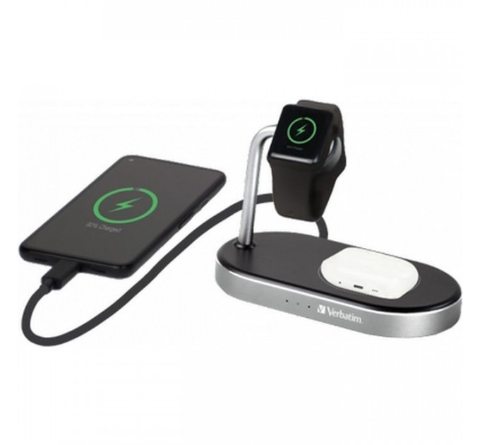 Зарядний пристрій Verbatim 3in1 Apple Watch and iPhone Charging Stand (49556)