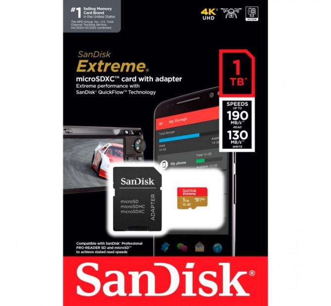 Карта пам/'яті SanDisk 1TB microSD class 10 UHS-I U3 V30 Extreme (SDSQXAV-1T00-GN6MA)