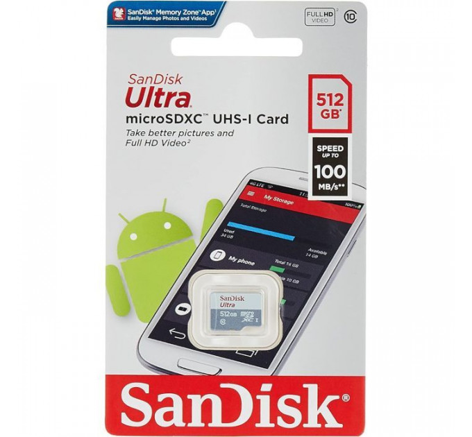 Карта пам/'яті SanDisk 512GB microSDXC class 10 UHS-I Ultra (SDSQUNR-512G-GN3MN)