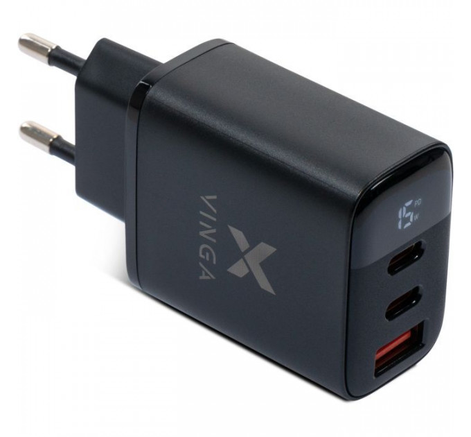 Зарядное устройство Vinga 2xUSB-C PD30W + USB-A QC30W Display 30W Max (VCR30ACCDB) Зарядное устройство Vinga 2xUSB-C PD30W + USB-A QC30W Display 30W Max (VCR30ACCDB)