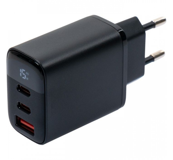 Зарядное устройство Vinga 2xUSB-C PD30W + USB-A QC30W Display 30W Max (VCR30ACCDB)