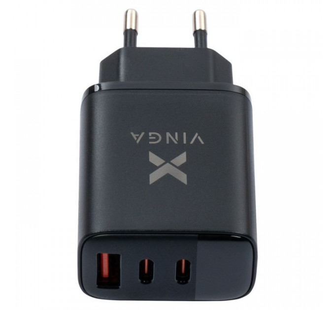 Зарядное устройство Vinga 2xUSB-C PD30W + USB-A QC30W Display 30W Max (VCR30ACCDB)