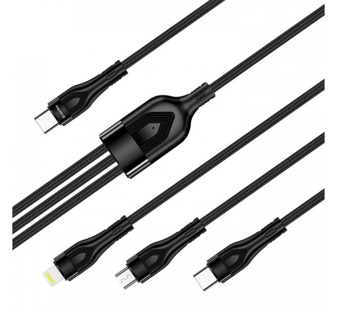 Дата кабеля USB-C to Lightning + Micro 5P + USB-C 1.2m 3.0A (PD60W data) Black ColorWay (CW-CBPDU3060-BK)