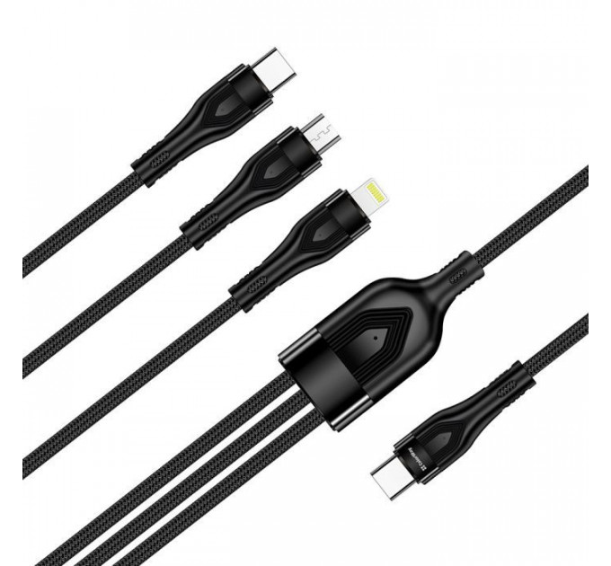Дата кабеля USB-C to Lightning + Micro 5P + USB-C 1.2m 3.0A (PD60W data) Black ColorWay (CW-CBPDU3060-BK)