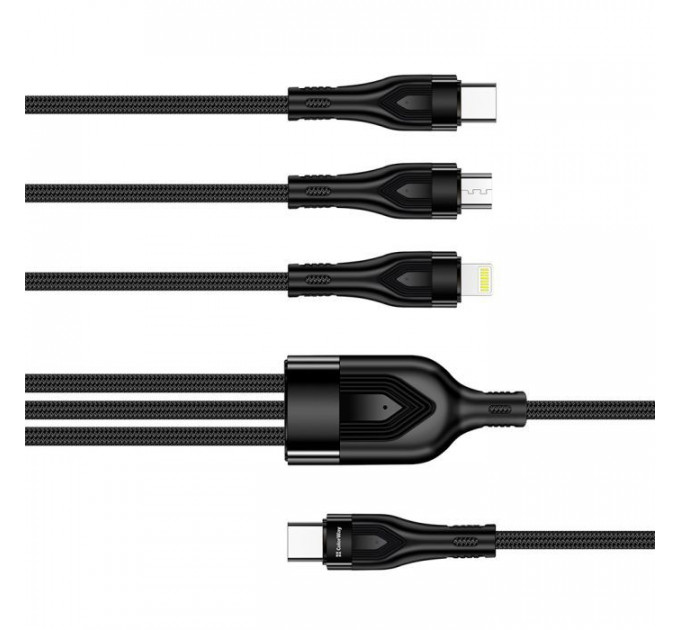 Дата кабеля USB-C to Lightning + Micro 5P + USB-C 1.2m 3.0A (PD60W data) Black ColorWay (CW-CBPDU3060-BK)