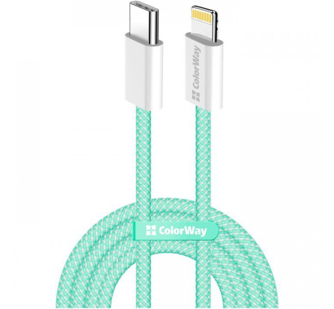 Дата кабель USB-C to Lightning 1.0m 27W green ColorWay (CW-CBPDCL061-G) Дата кабель USB-C to Lightning 1.0m 27W green ColorWay (CW-CBPDCL061-G)