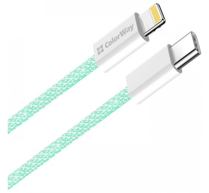 Дата кабель USB-C to Lightning 1.0m 27W green ColorWay (CW-CBPDCL061-G)