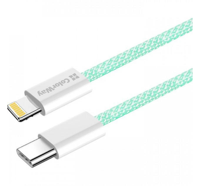 Дата кабель USB-C to Lightning 1.0m 27W green ColorWay (CW-CBPDCL061-G)