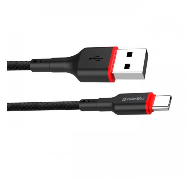 Дата кабеля USB 2.0 AM to USB-C 1.0m 2.4А black ColorWay (CW-CBUC064-BK)
