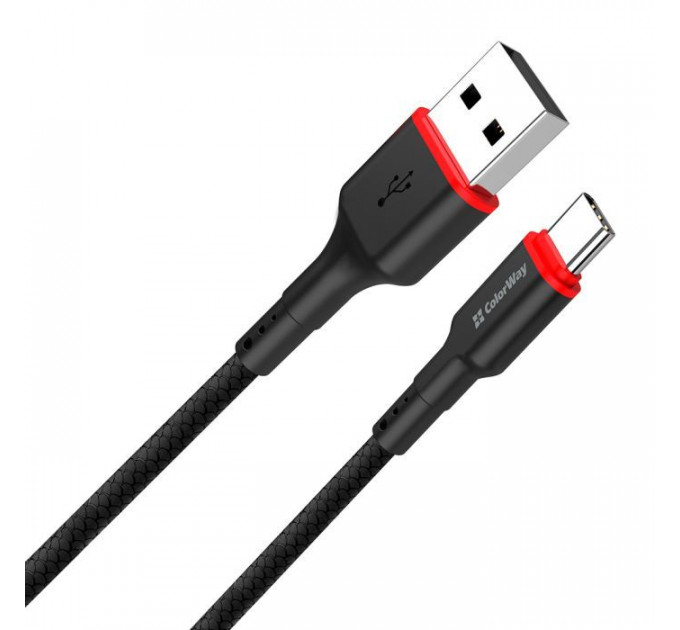 Дата кабеля USB 2.0 AM to USB-C 1.0m 2.4А black ColorWay (CW-CBUC064-BK)