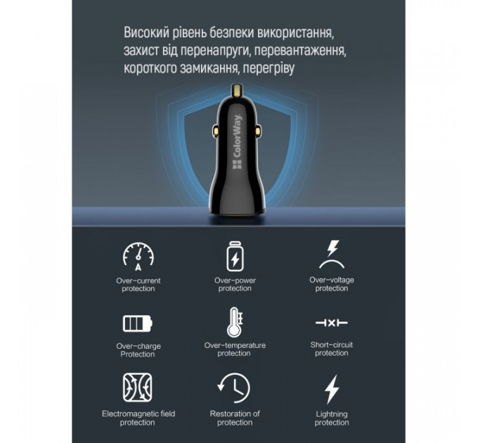 Зарядное устройство для ColorWay PowerDelivery PPS USB (USB-A+USB-C) (60W) Black (CW-CHA046PD-BK)
