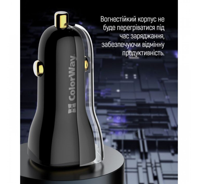 Зарядное устройство для ColorWay PowerDelivery PPS USB (USB-A+USB-C) (60W) Black (CW-CHA046PD-BK)