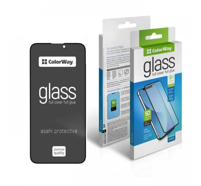 Скло захисне ColorWay 9H FC glue Anti-Spy ColorWay Apple iPhone 15 Pro black (CW-GSFGASAI15P-BK)