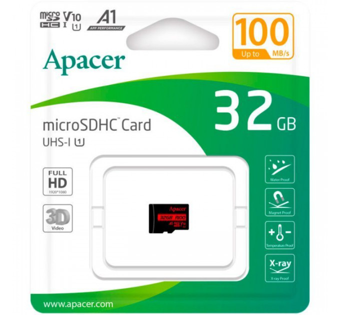 Карта пам/'яті Apacer 32GB microSD class 10 UHS-I V10 A1 (AP32GMCSH10UB-RA)