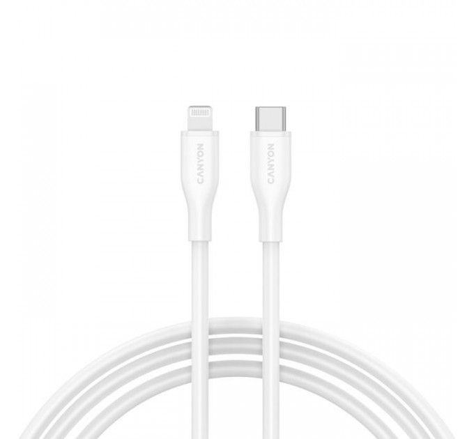 Дата кабель USB-C to Lightning 1.0m CLNM60 C-L 60W MFI Silicon White Canyon (CNS-CLNM60SC10W)