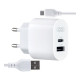 Зарядний пристрій XO L97 (1Type-C\/1USB\/2.4A) + USB - MicroUSB White (XO-L97-MC)