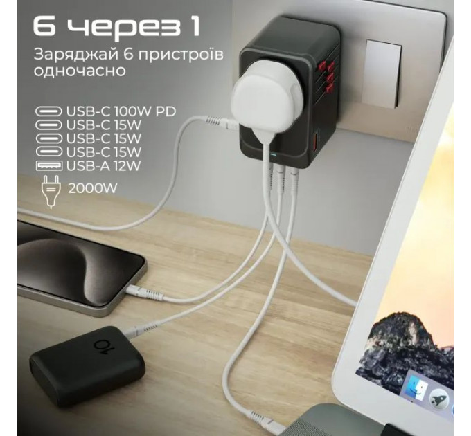 Зарядний пристрій Promate tripmate-gan100