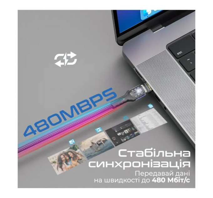 Дата кабель USB-C to USB-C 1.2m Promate (lucidline-cc120.black)