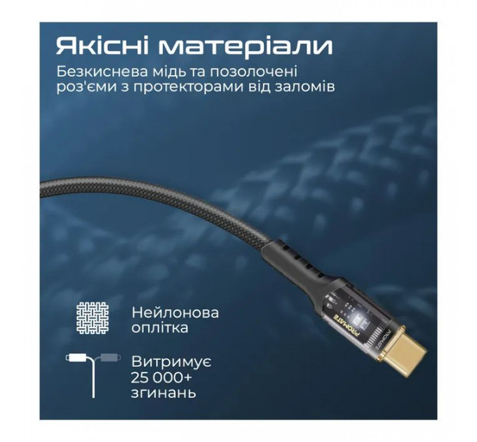 Дата кабель USB-C to USB-C 1.2m Promate (lucidline-cc120.black)
