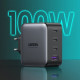 Зарядний пристрій Ugreen 4xUSB 100W (3xUSB-C+USB-A) Gan Tech Fast GAN Charger black CD226 (40747)