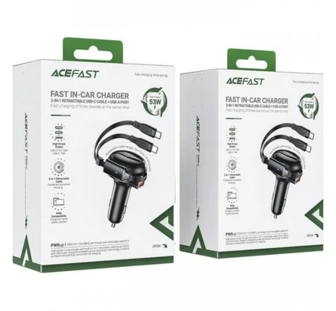 Зарядний пристрій Acefast 3xUSB 53W (2xUSB-C+USB-A) + cable USB-C 2in1 B13 (6974316282921)