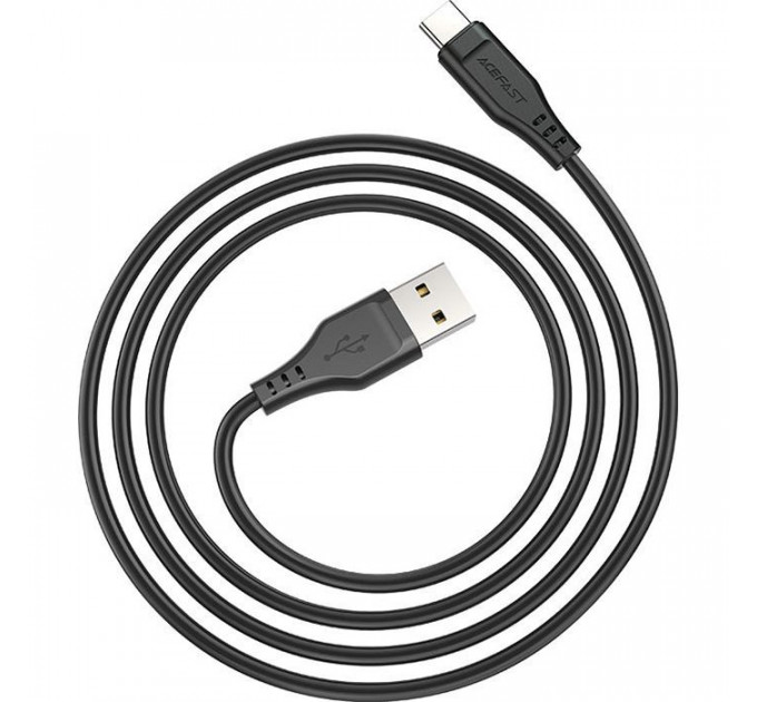 Дата кабель USB 2.0 AM to USB-C 1.2m 3.0A TPE Black Acefast (6974316280866)