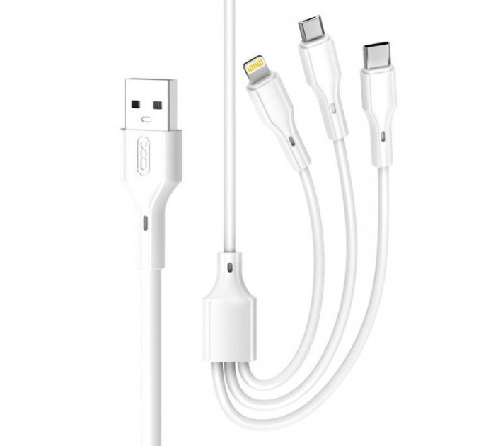 Дата кабель USB 2.0 AM to Lightning + Micro 5P + USB-C 1.0m 2.4A XO (CB-23U3)