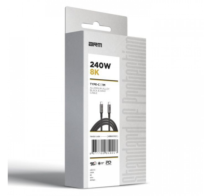 Дата кабель USB-C to USB-C 1.0m USB4 40Gbps 240W 8K60Hz black Armorstandart (ARM81921)