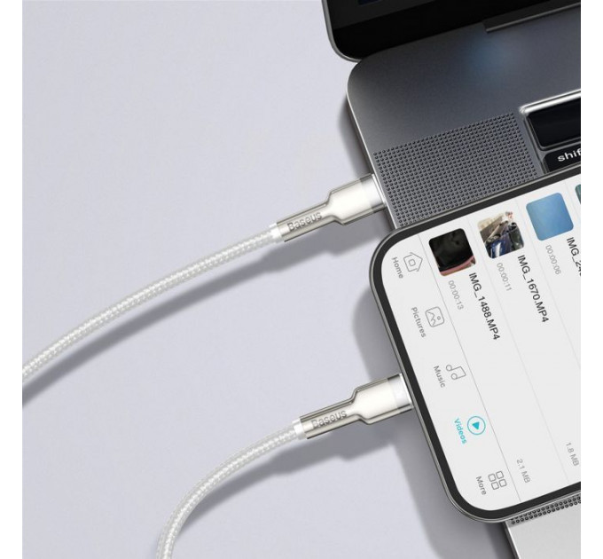 Дата кабель USB-C to Lightning 1.0m Cafule Metal PD 20W white Baseus (CATLJK-A02)