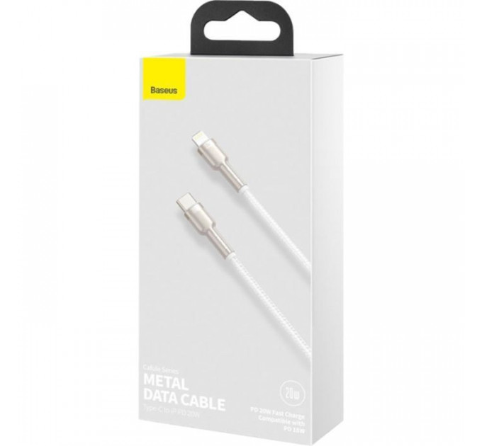 Дата кабель USB-C to Lightning 1.0m Cafule Metal PD 20W white Baseus (CATLJK-A02)