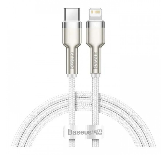 Дата кабель USB-C to Lightning 2.0m Cafule Metal PD 20W white Baseus (CATLJK-B02)