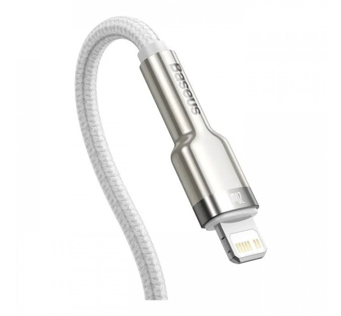 Дата кабель USB-C to Lightning 2.0m Cafule Metal PD 20W white Baseus (CATLJK-B02)
