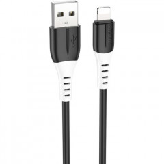 Дата кабель USB 2.0 AM to Lightning 1.0m 2.4A silicone X82 black HOCO (6931474768537)