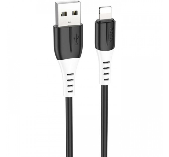 Дата кабель USB 2.0 AM to Lightning 1.0m 2.4A silicone X82 black HOCO (6931474768537)