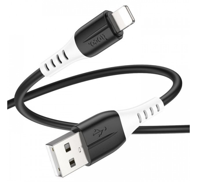 Дата кабель USB 2.0 AM to Lightning 1.0m 2.4A silicone X82 black HOCO (6931474768537)