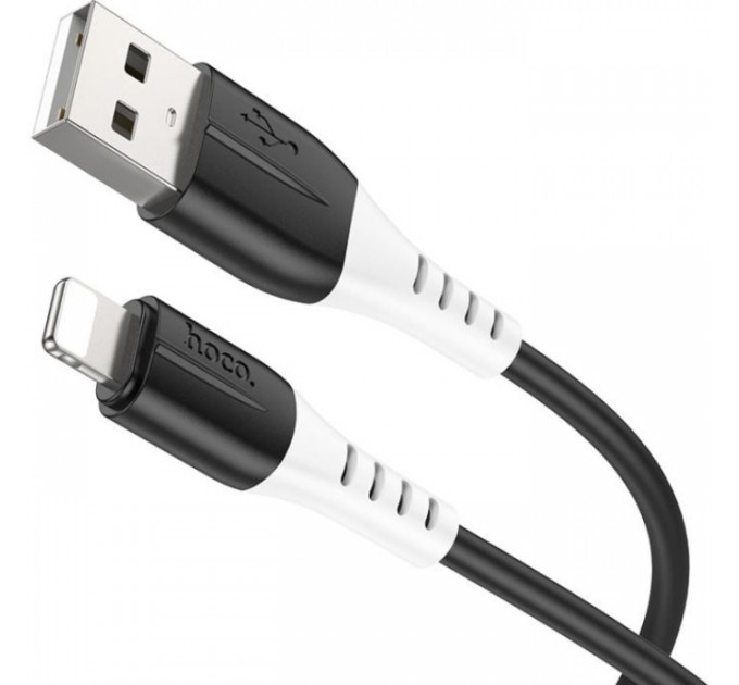 Дата кабель USB 2.0 AM to Lightning 1.0m 2.4A silicone X82 black HOCO (6931474768537)