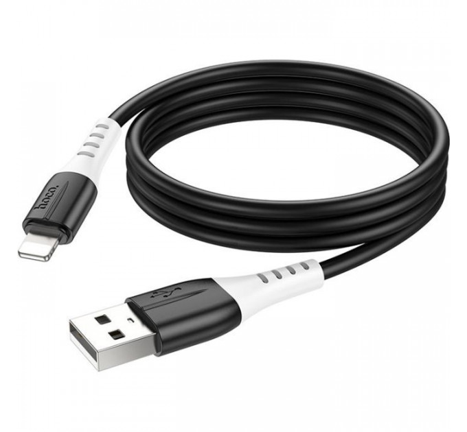 Дата кабель USB 2.0 AM to Lightning 1.0m 2.4A silicone X82 black HOCO (6931474768537)